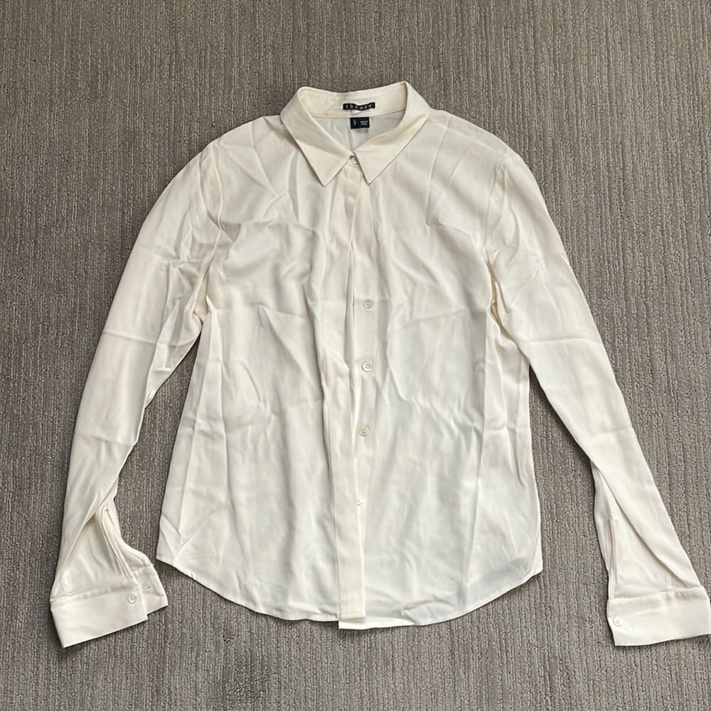 Basic Theory Silk Top | Cream | Size Large